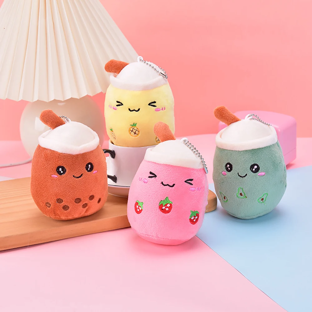 Leuke sleutelhanger hanger mini simulatie fruit melk theekop knuffel om vakantiecadeaus te sturen