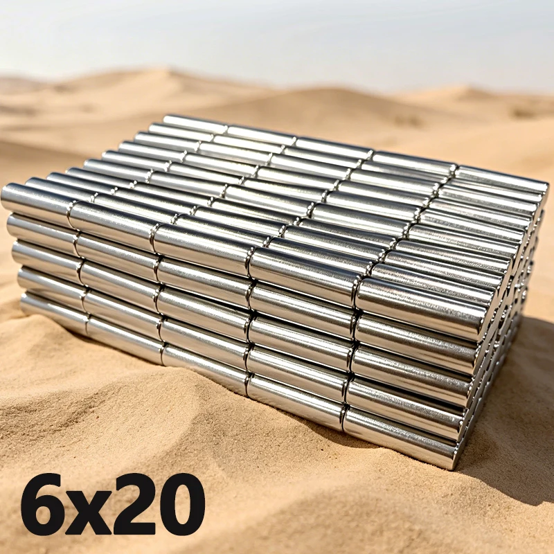 2-100pcs 6x20mm Magnet N35 NdfeB Permanent Magnetic Imanes Round Shape Neodymium Magnet 6*20mm Accessory Garage Tool Office