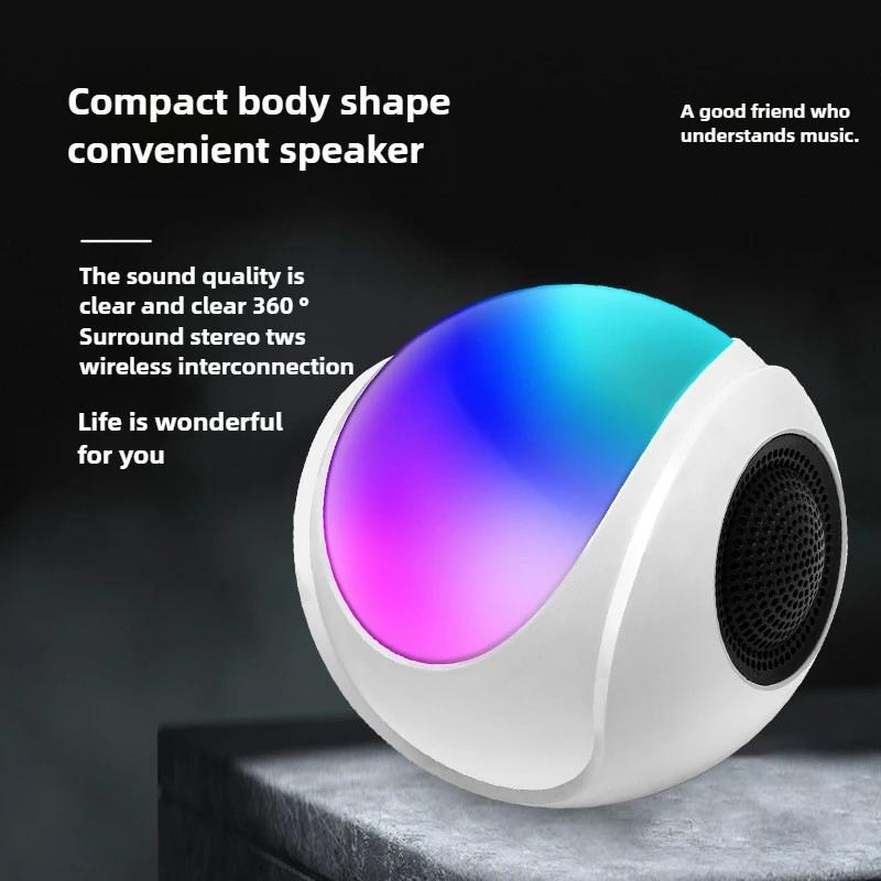 New Bluetooth Speaker Creative Gift Mini Card Colorful RGB Light Outdoor Audio Compact and Convenient Speaker