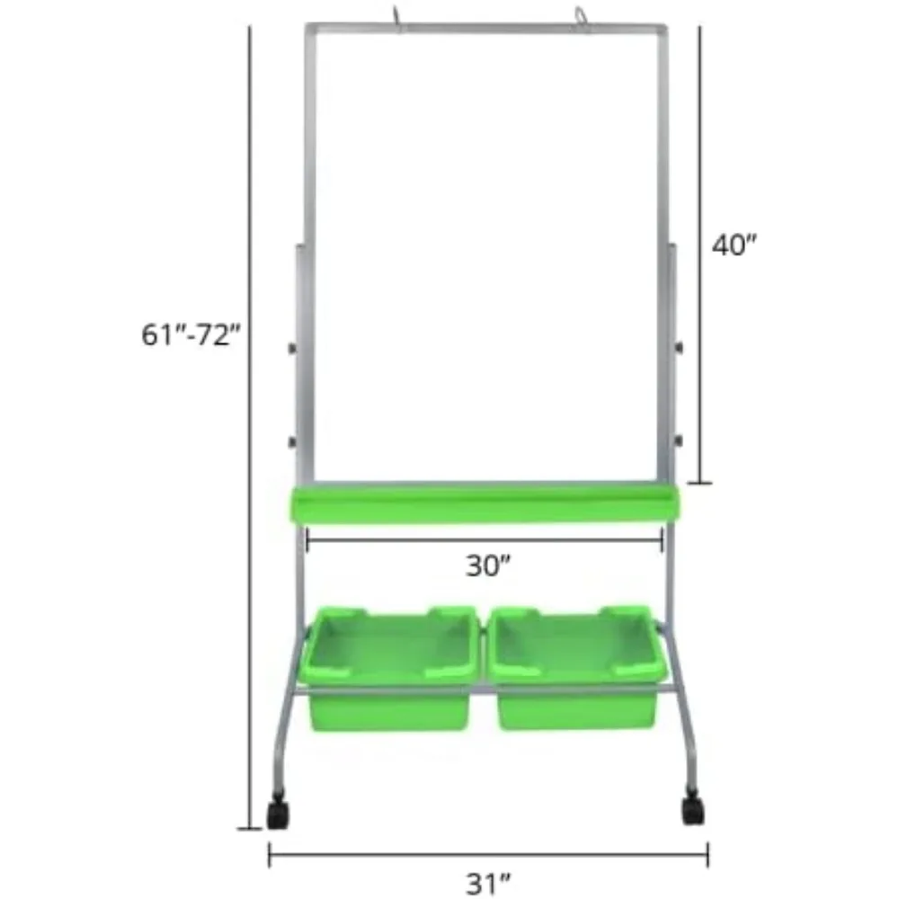 高さ調節可能なデスク、モバイルホワイトボード、フリップチャートスタンド、収納箱、チャートフック付き