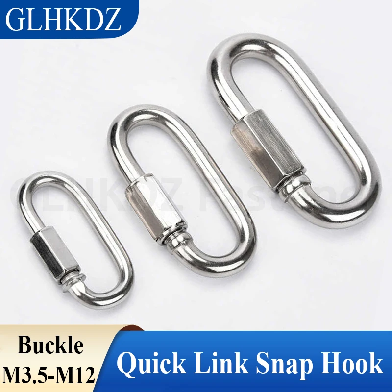 

M3.5-M12 316 Stainless Steel Oval Quick Links Safety Snap Hook Climbing Carabiner Lock Buckle Mountaineering Buckle Chain Buckle