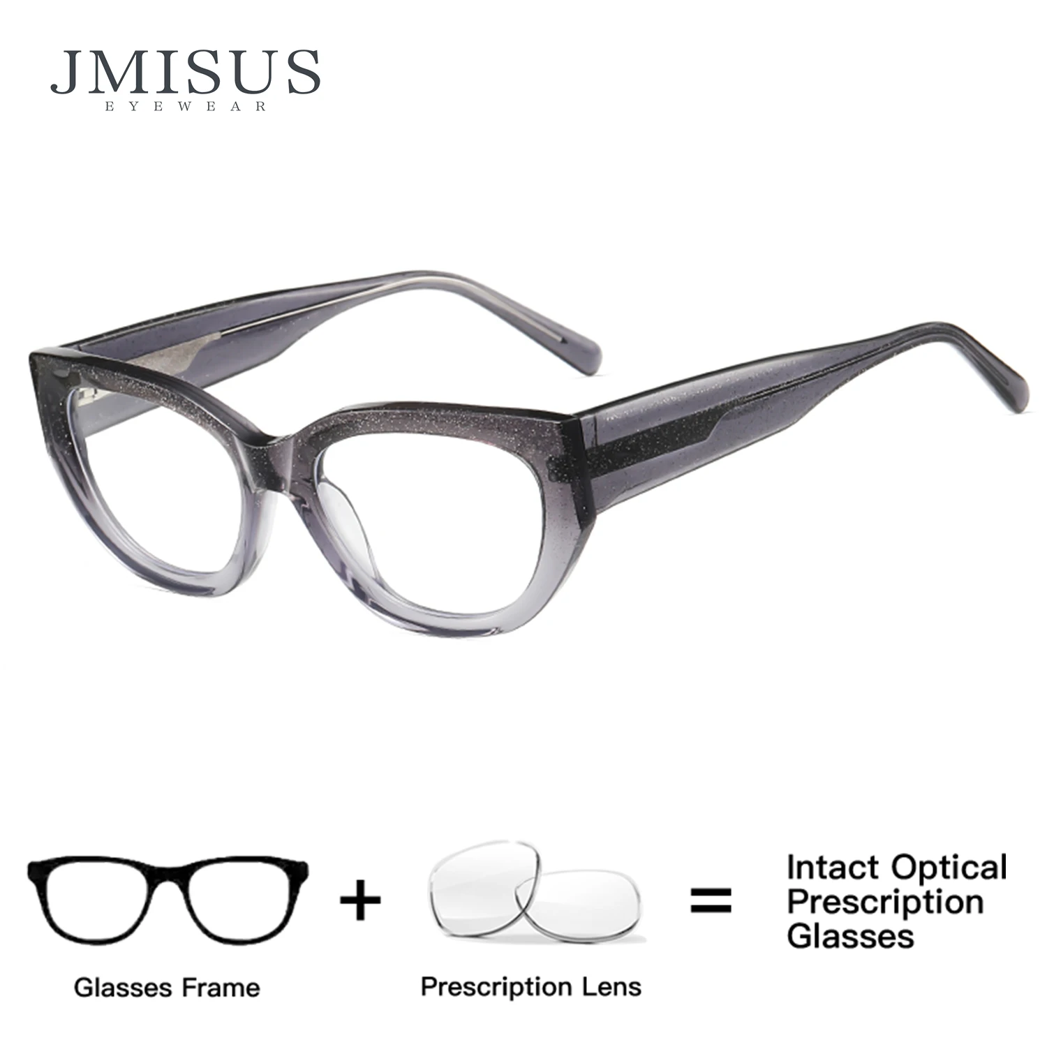 

JMISUS Retro Cat Eye Ultralight Acetate Reading Glasses Square Anti-Blue Light Photochromic Brown Prescription Eyewear Woman