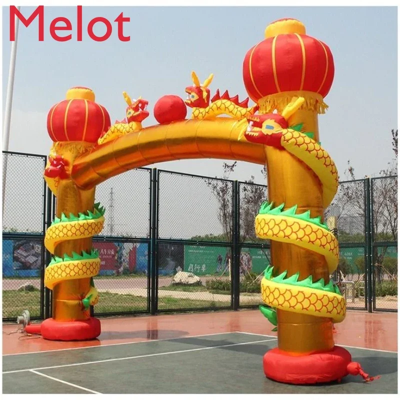 

6 M 8 M Dragon Column Inflatable Golden Red Opening Ceremony Double Dragon Inflatable Model Dragon and Phoenix Wedding Rainbow