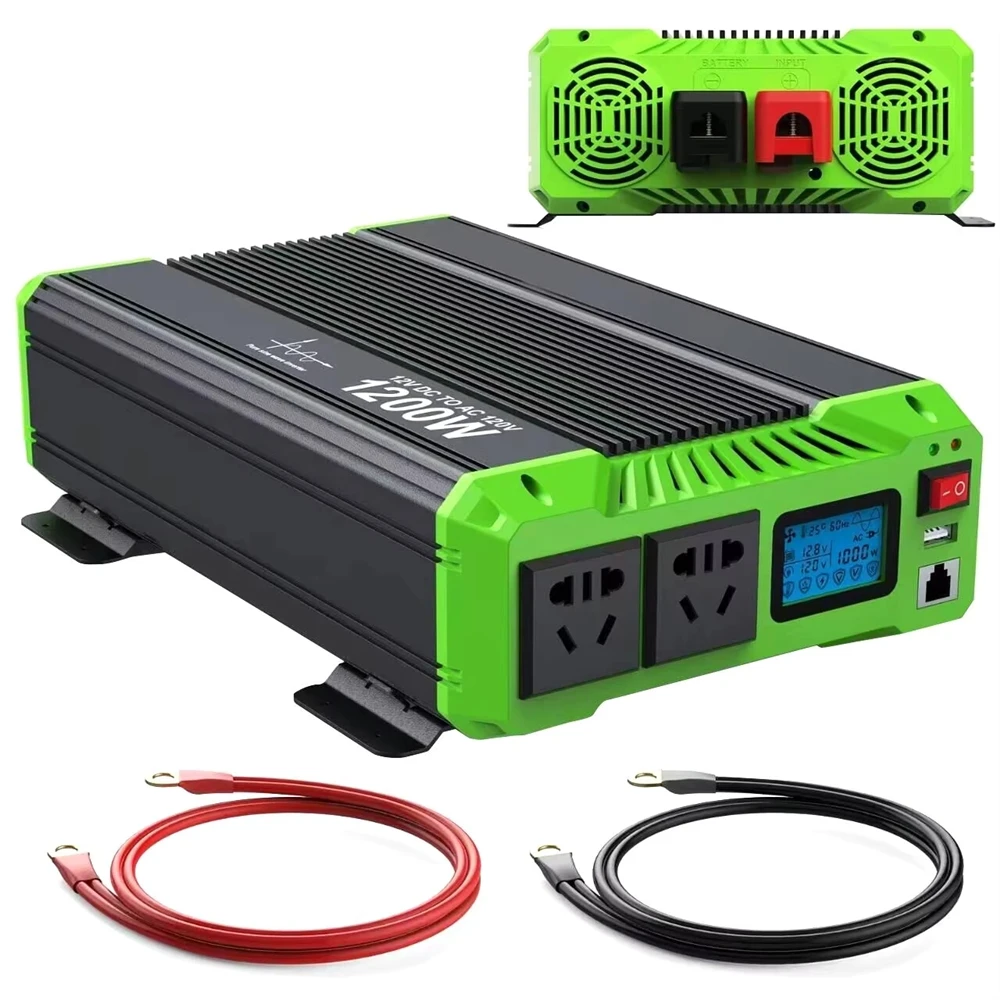 Pure Sine Wave Single Phase LCD Inverter 1.2kW Input 24V Output 220V 10A 92% Efficiency Home Industrial Electric Vehicles