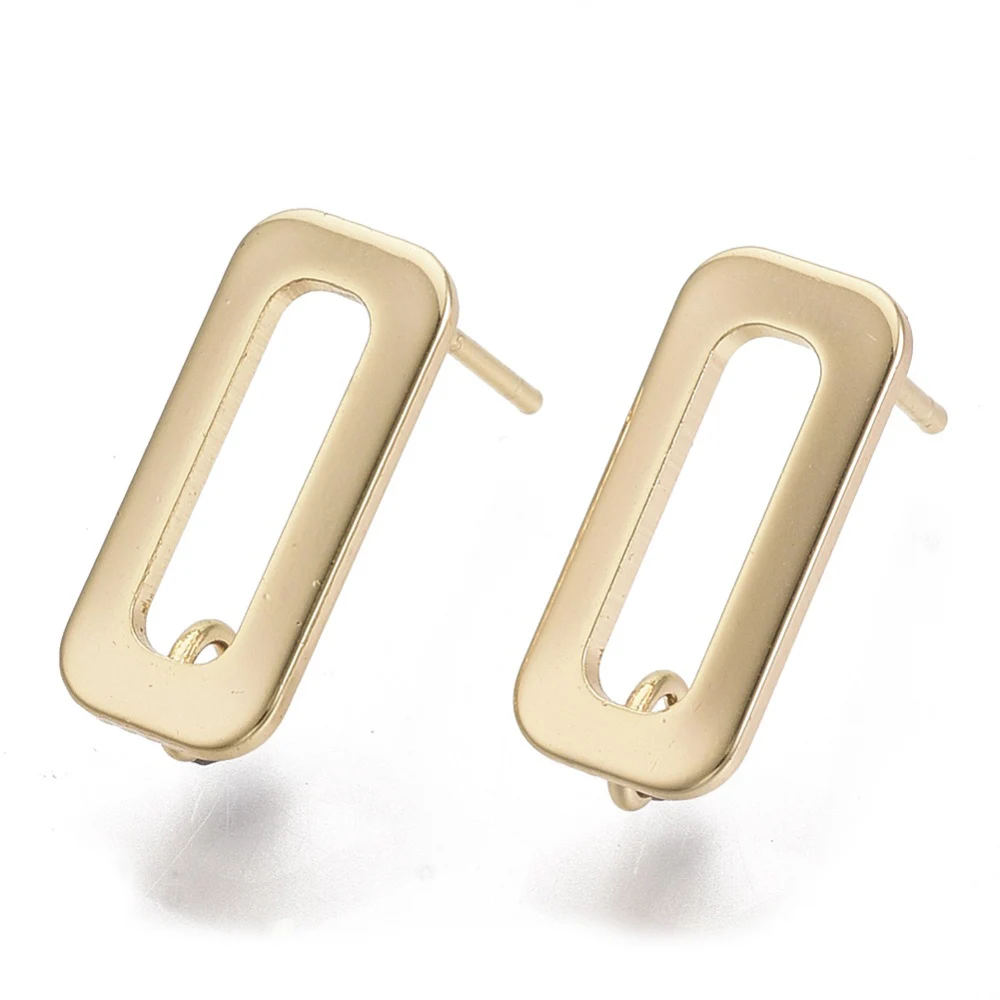 

2pcs Brass Stud Earring Findings with Loop and 925 Sterling Silver Pins Nickel Free Real 18K Gold Plated