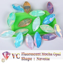 VC Mocha Opal Fluorescent Navette Sew on Rhinestone Navette Sewing Diamond Glass Diamond Flatback DIY Accessories Wedding