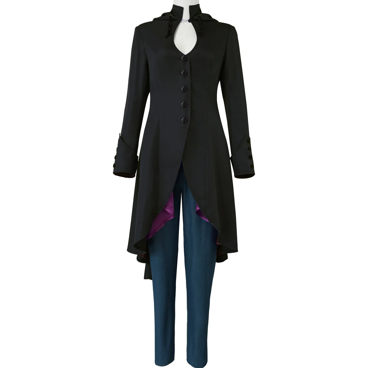 

Foreign Trade Men's Women's Steampunk Military Jacket Jacket Long Medieval Gothic Hooded Uniform Cloak