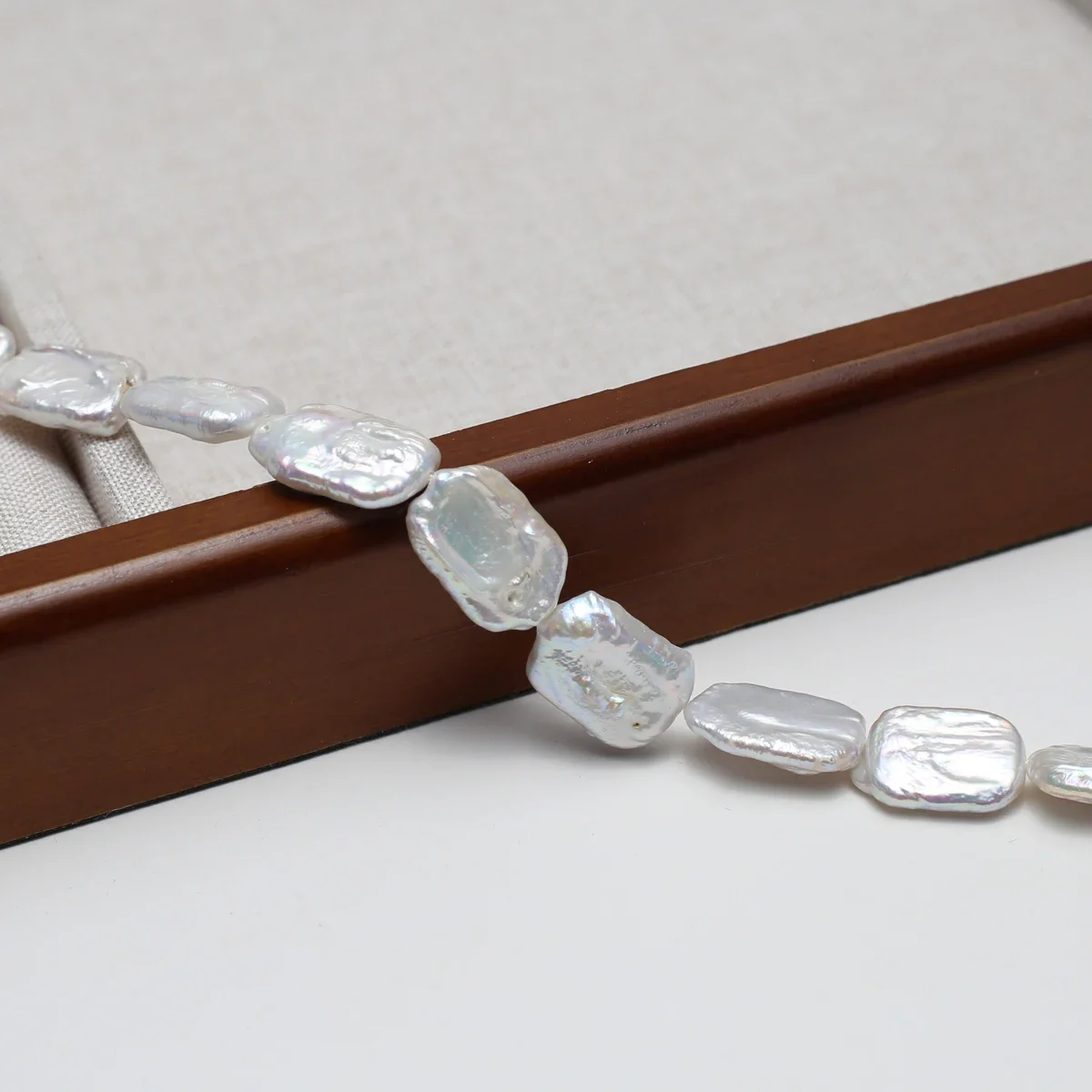 

13x18mm AAA Sparkle Natural Freshwater White Square Pearl Bead Jewelry Make Gift DIY Necklace Bracelet Accessories Wedding Women