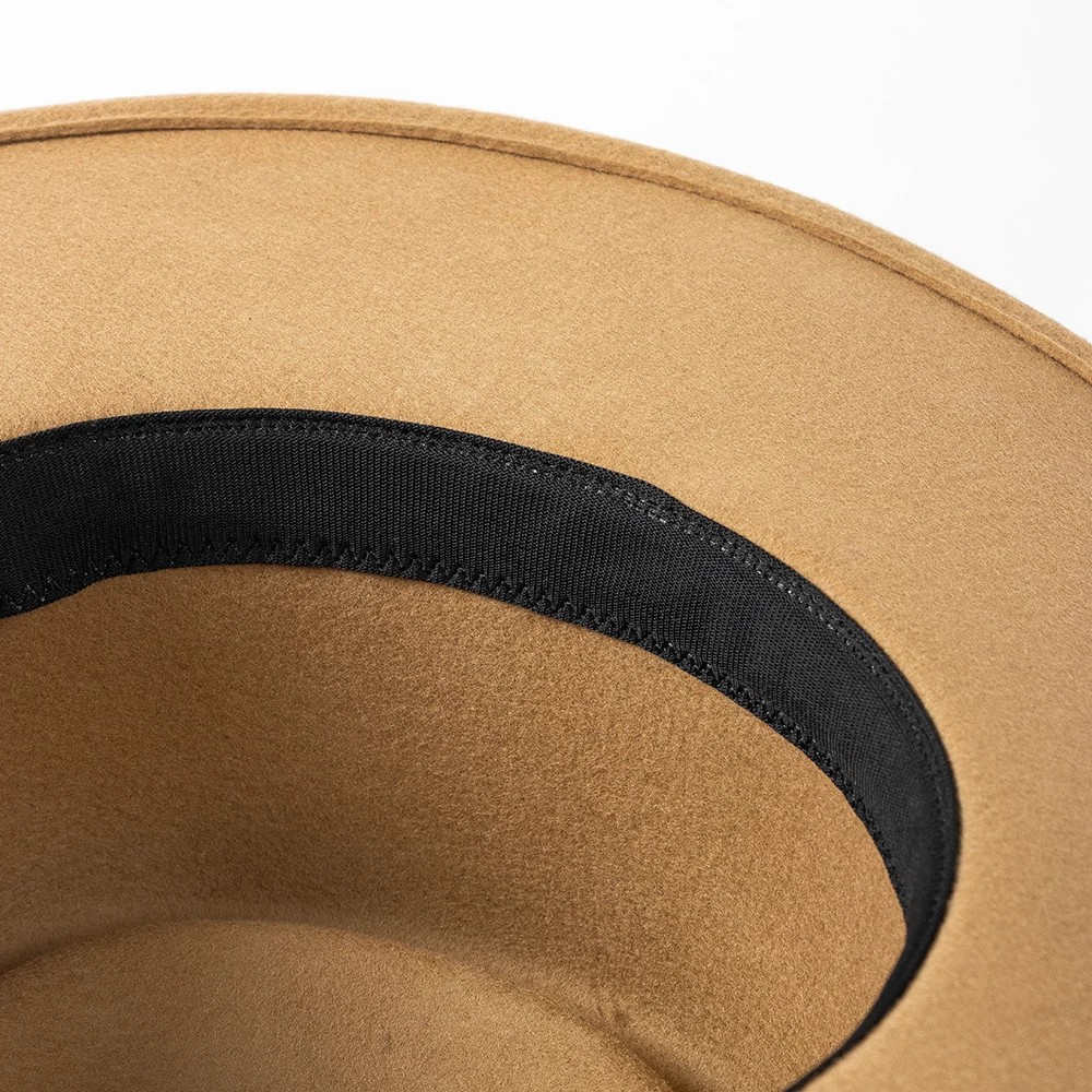 100% Wool Felt Pork Pie Hat With Ribbon Band Wide Brim