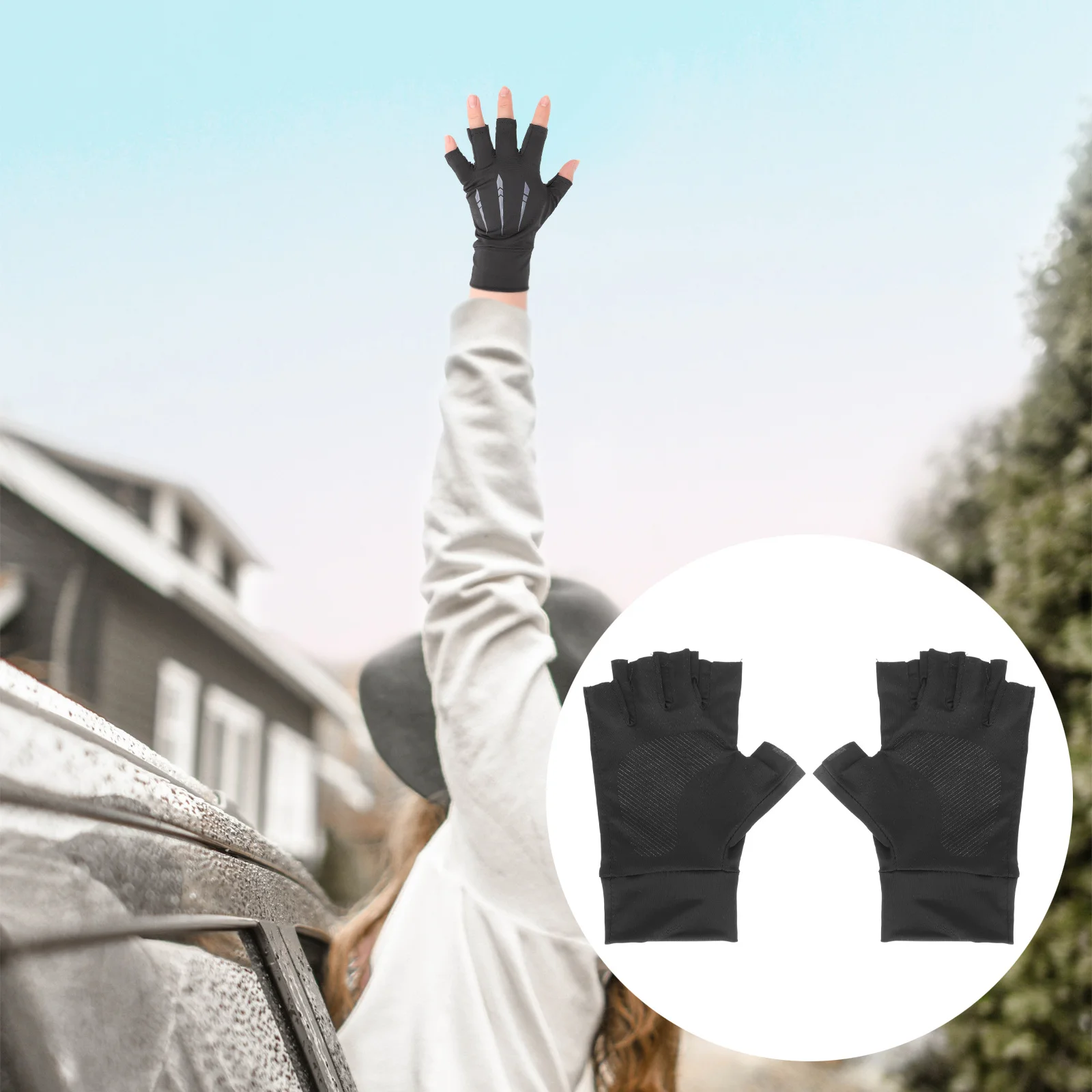 

1 Pair Outdoor Fishing Gloves Ice Silk Sunscreen Breathable Anti-Slip Wear-Resistant Uv Protection Sports Gloves For Hiking