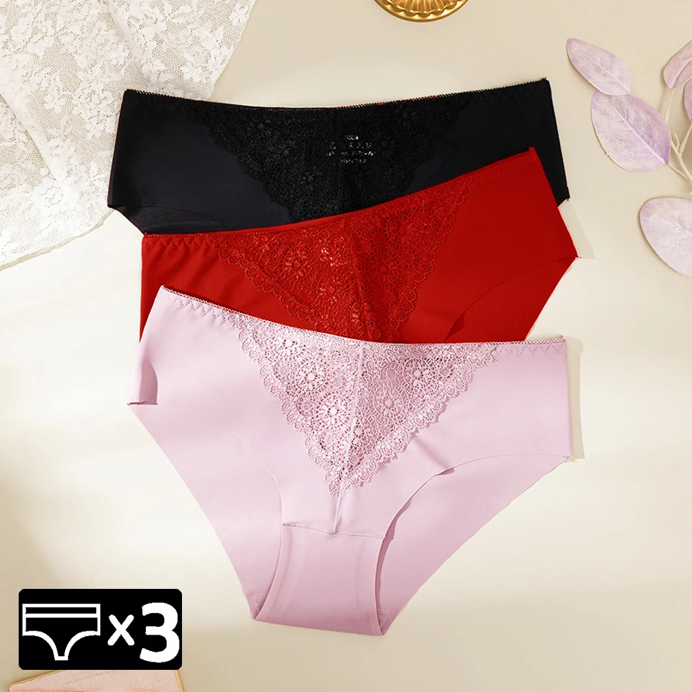 WarmSteps 3Pcs/Set New Woman Panties Lace Underwear Sexy Lingerie for Woman Seamless Underwear 3Pcs Free Shipping Underpanties