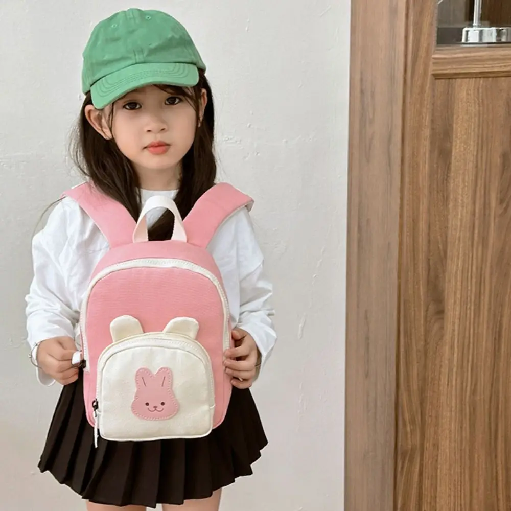 Cute Korean Kindergarten Schoolbag Canvas Adjustable Backpack Cartoon Bear Children's Handbags for Teenager