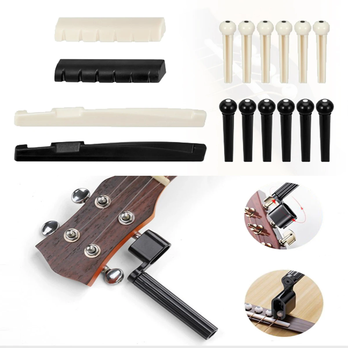 مجموعة ملحقات الجيتار الاحترافية 48 قطعة للمبتدئين-كابو، أوتار، اختيارات، اللفاف، دبابيس الجسر والسروج، مجموعة العناية بالجيتار الكل في واحد #4