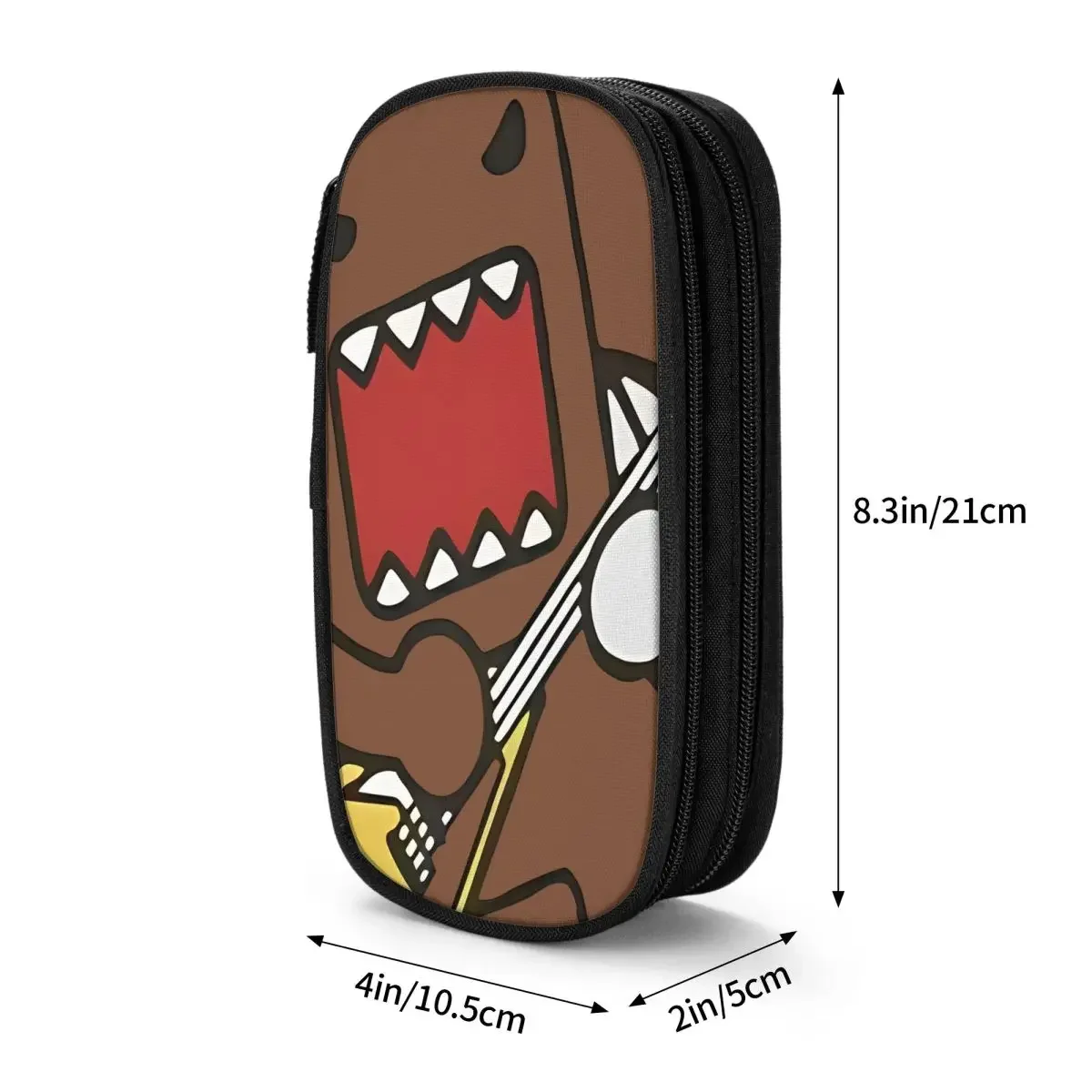 Domo Kun Rocker Pencil Case Fun Meme Pen Box Sacos Estudante Grande Armazenamento Escritório Cosméticos Bolsa de Lápis