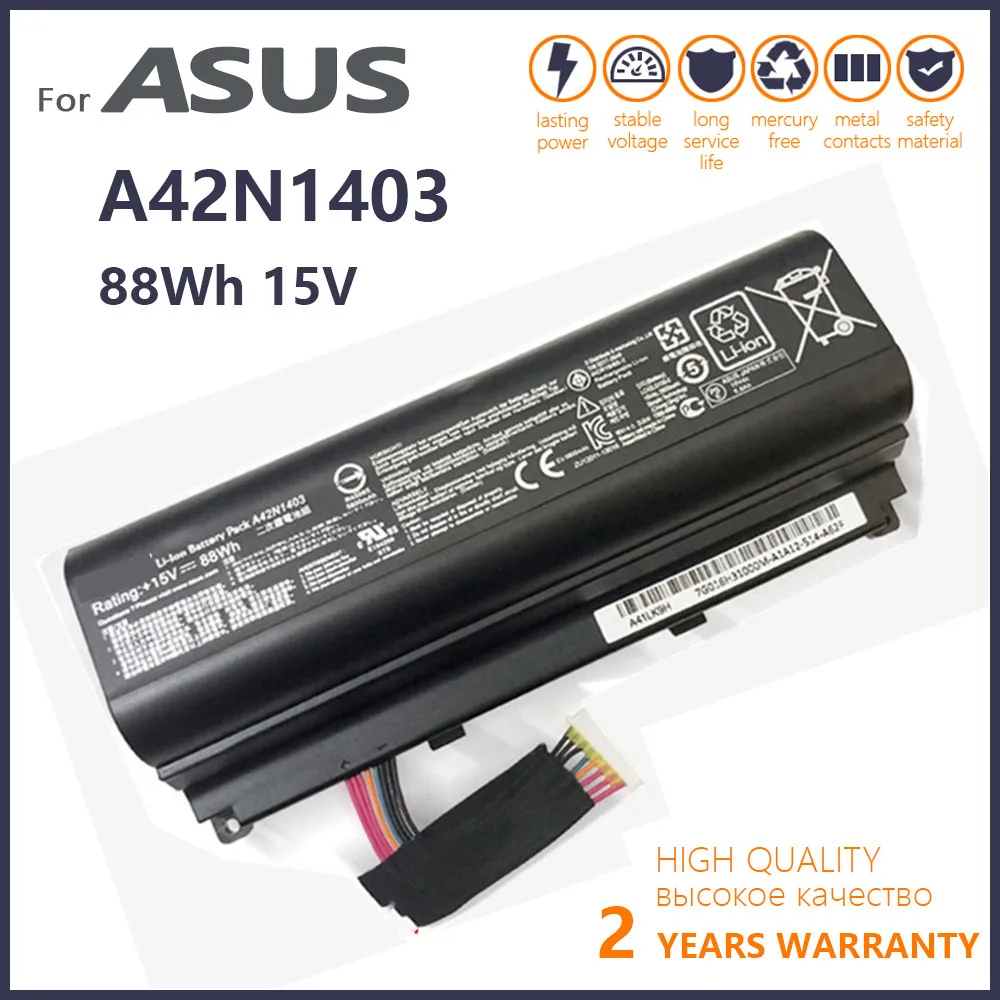 

Genuine 15V 6000mAh Korea Cell A42N1403 Battery for ASUS ROG G751 G751JY G751JM G751JT GFX71 GFX71JY GFX71JT A42LM9H A42LM93