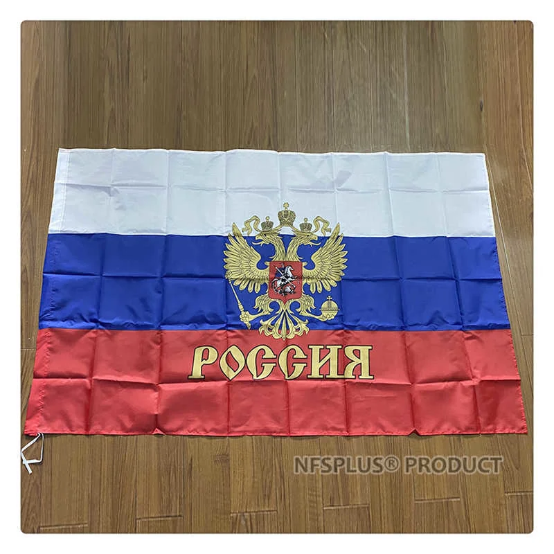 Russia Flag National Emblem Eagle 90x150cm Polyester Printed Russian Flags Banners For Decoration Celebration Parade Sports