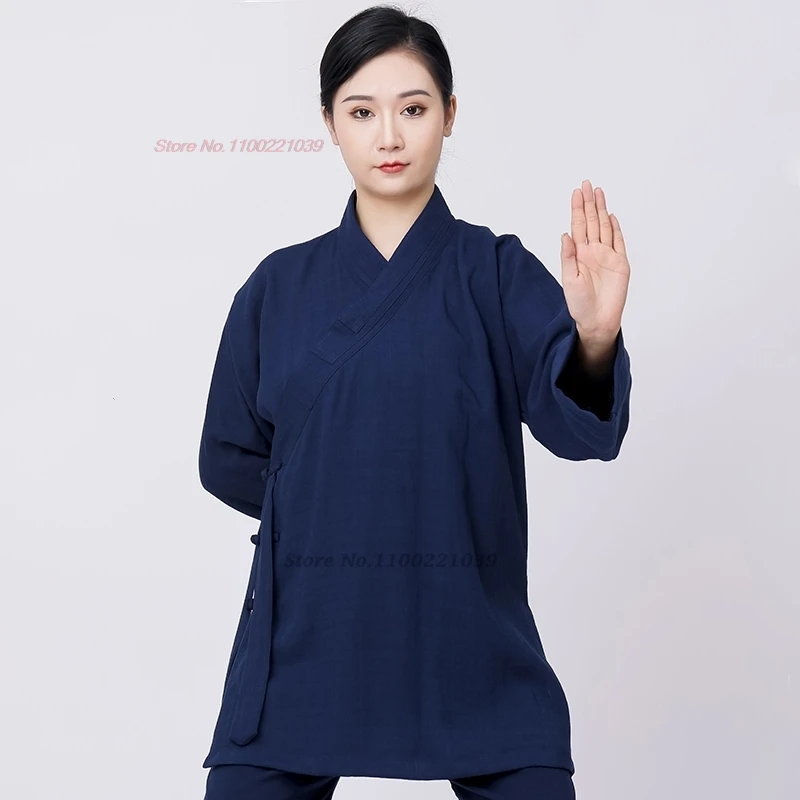 Uniforme chinois de Tai Chi Wushu en coton et lin, costume de Kung Fu, arts martiaux, pratique du matin, méditation bouddhiste, 2024