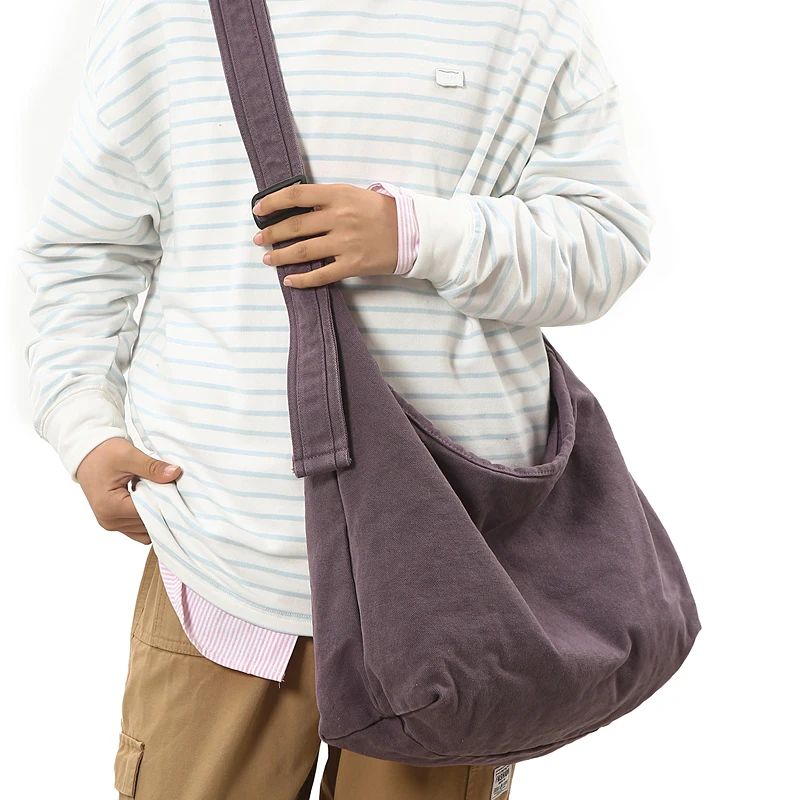 حقيبة كتف قماش عادية للنساء سعة كبيرة حقيبة كروسبودي بلون بسيط الطالبات حقيبة مدرسية حقائب اليد 2025 #3