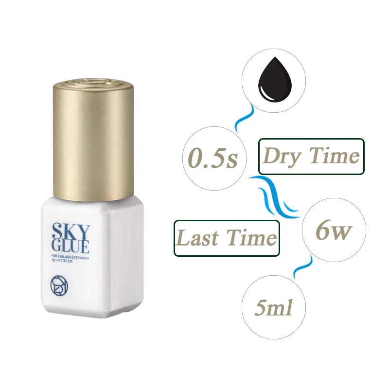 Sky Glue NEW 0.5s Original Korea Fastest Drying Eyelash Extension Glue 5ml Lasting 6 Week False Lash Tool SKY Cola