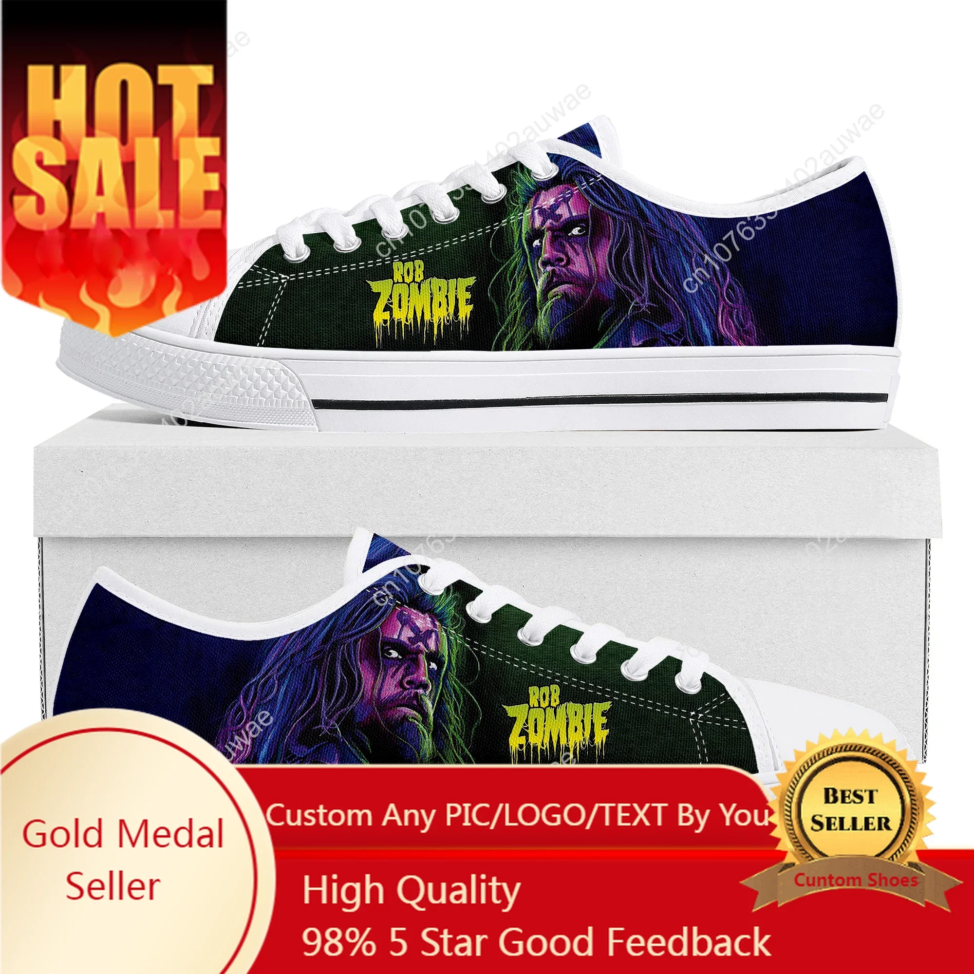 Tênis de lona baixa para homens e mulheres, tênis casual para adolescentes, sapatos personalizados para casais, cantor de rock, Eddie Zombie, alta qualidade