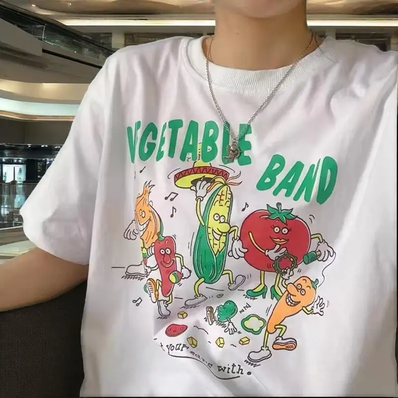 

T-shirt Plus Size Manches Courtes Femme Streetwear Harajuku Imprimé Bande Végétale Graphique Esthétique En Coton Drôle