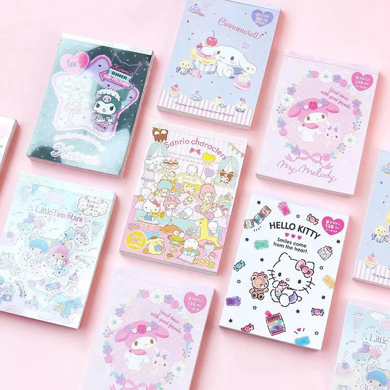 128 Sheets Cute Cartoon Memo Pad Kids School Supplies Note Paper Diary Scrapbooking Kawaii Stationery Message Non Sticky Notes