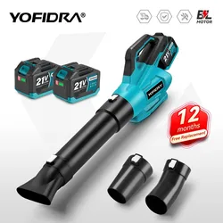 YOFIDRA Brushless Electric Air Blower 2000W Cordless Dust Leaf Cleaning Blowing Violent Power Tool For Makita 21V Battery Pin