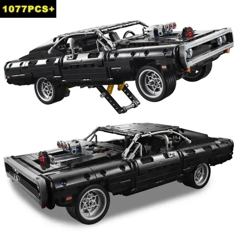 1077PCS Technical Dodge Charger Racing Car Building Blocks Model Assemble Bricks Fast and Furious Toy For Kid Boy Adults Gift