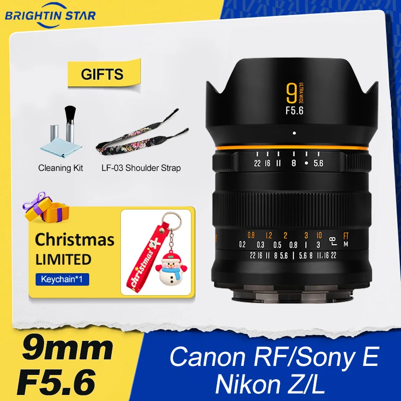 Brightin Star 9mm F5.6 Full Frame Fisheye Large Aperture Manual Focus Mirrorless Camera Lens for Sony E Canon RF Nikon Z Leica L