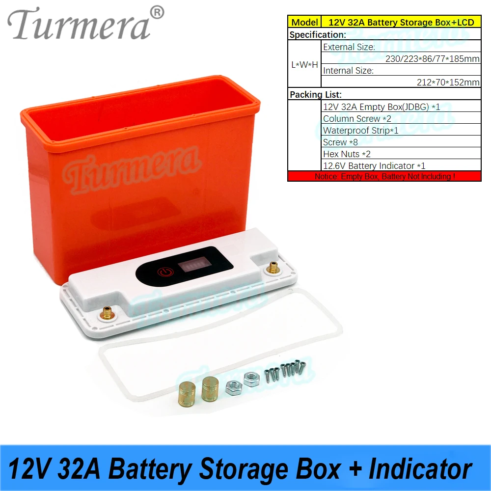 Turmera 12V 30Ah do 80Ah Pojemnik na baterie z wyświetlaczem do akumulatorów 18650 21700 32700 Lifepo4 Zastosowanie nieprzerwanego zasilania