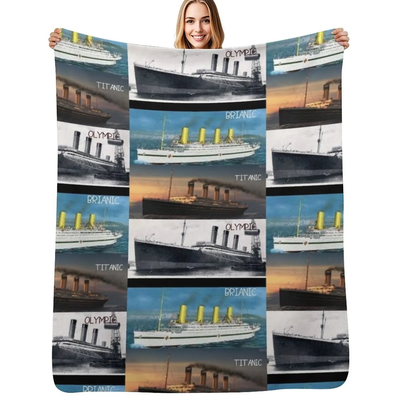 

Titanic,britanic sister ship,iceberg,white star star liners,ship Throw Blanket Stain Resistant Cozy Warm Blanket