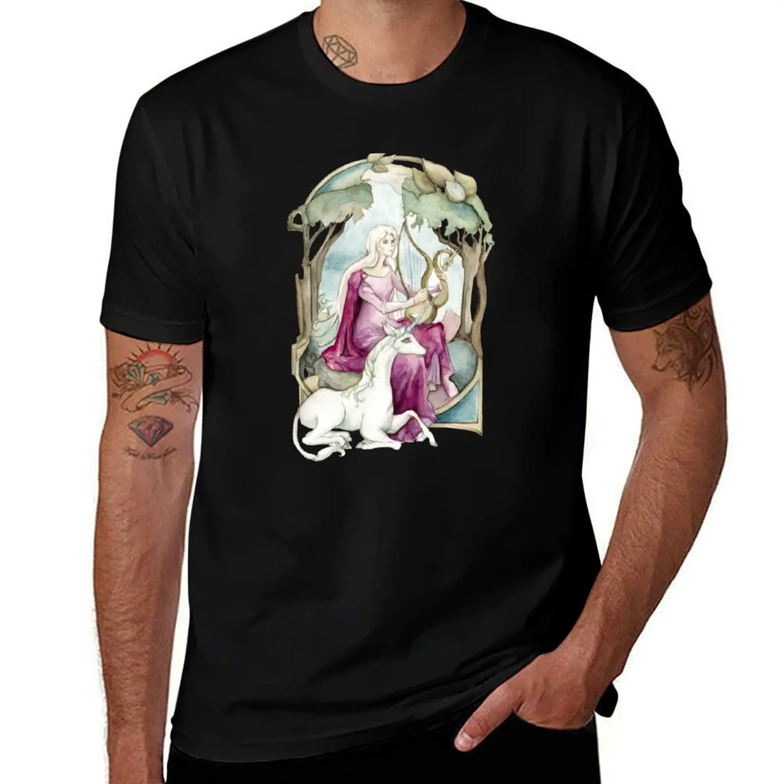 

Lady Amalthea Playing The Harp T-Shirt funny t shirts cotton t shirt man plain t shirt man casual T-Shirt