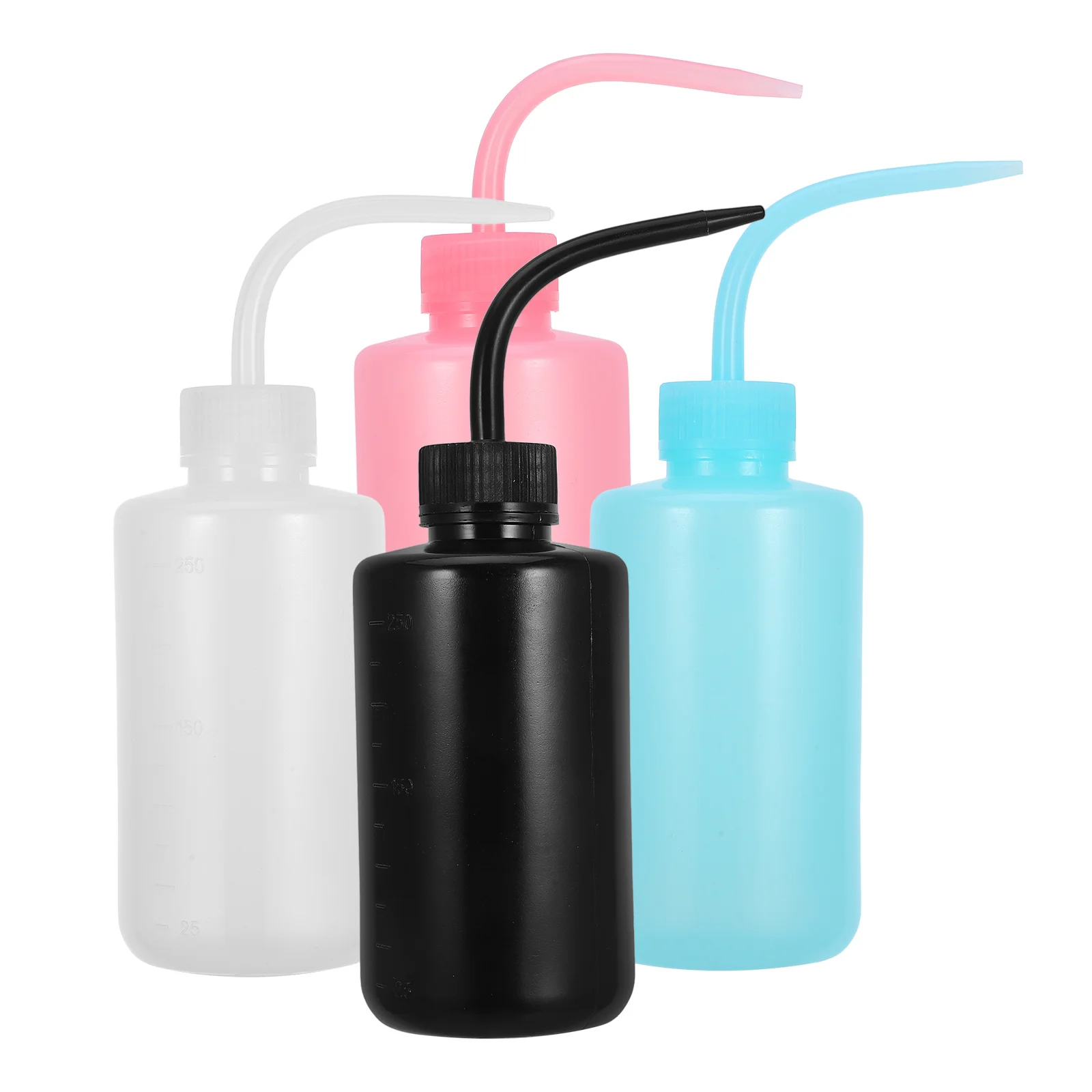 

4Pcs Tattoo Wash Bottles 250Ml Curved Spout Squeeze Container Set Sturdy Plastic Material for Steady Use Easy to Squeeze Small