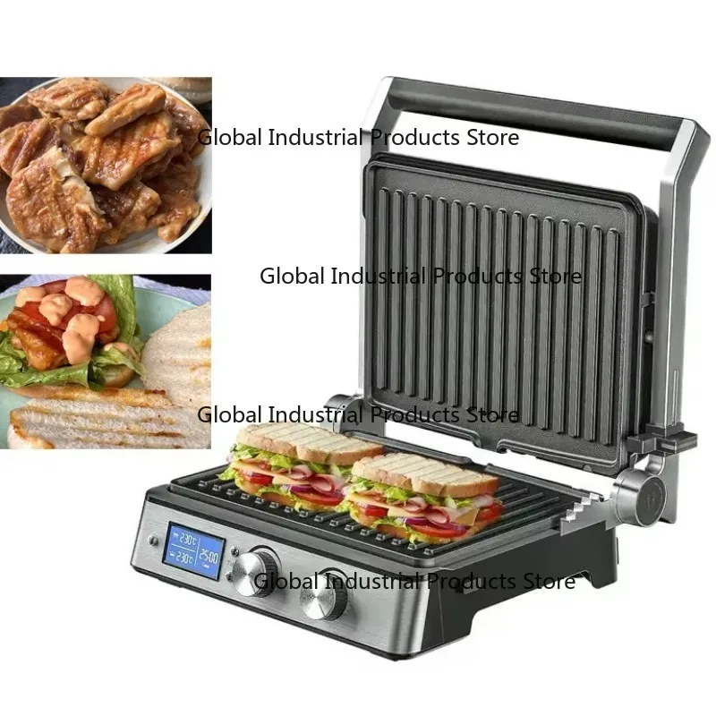 Customized Stainless Steel Indoor Electric Grill Toaster Pan Digital Commercial Panini Press Electric Contact Grill