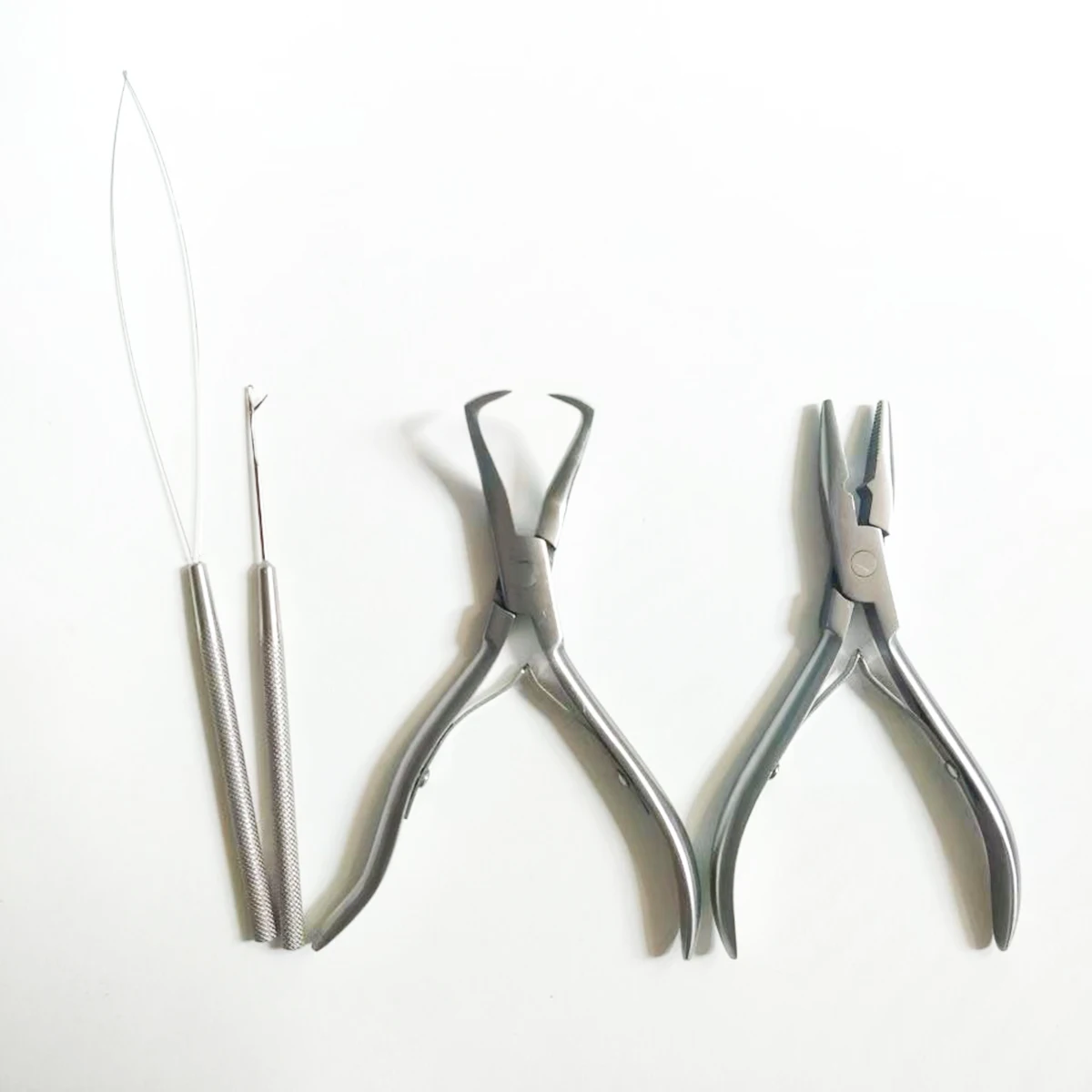 Clamp Pliers 4pcs Hair Extension Plier Tool Kit for Micro Ring Link Bead Human Hair Extensions Opener Closer Hook Needle