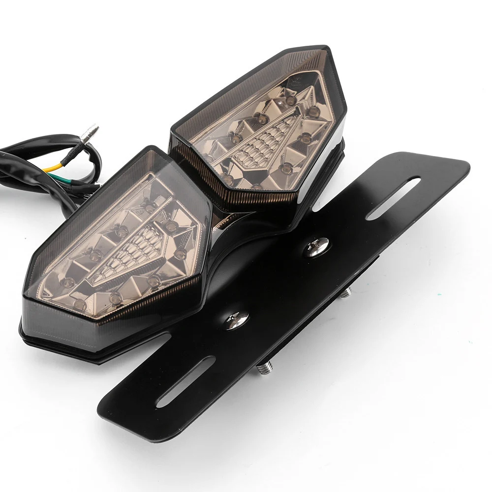 A54P-Motorcycle Taillight Smoke LED Motorcycle Brake Tail Turn Signal License Plate Integrated Light