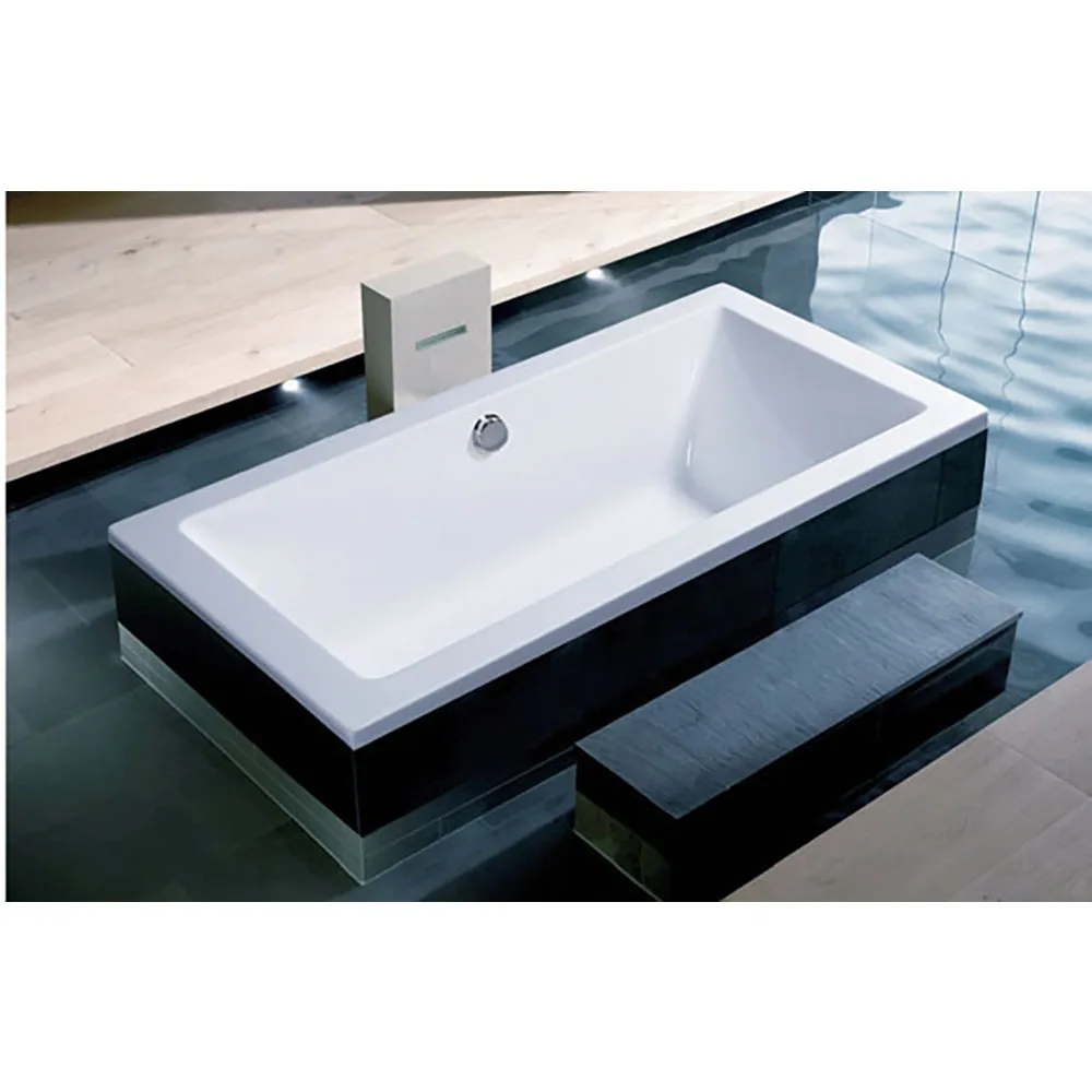 Big Bathroom Brown Free Standing Bathtubs Rectangular Acrylic Bathtub With Drainage