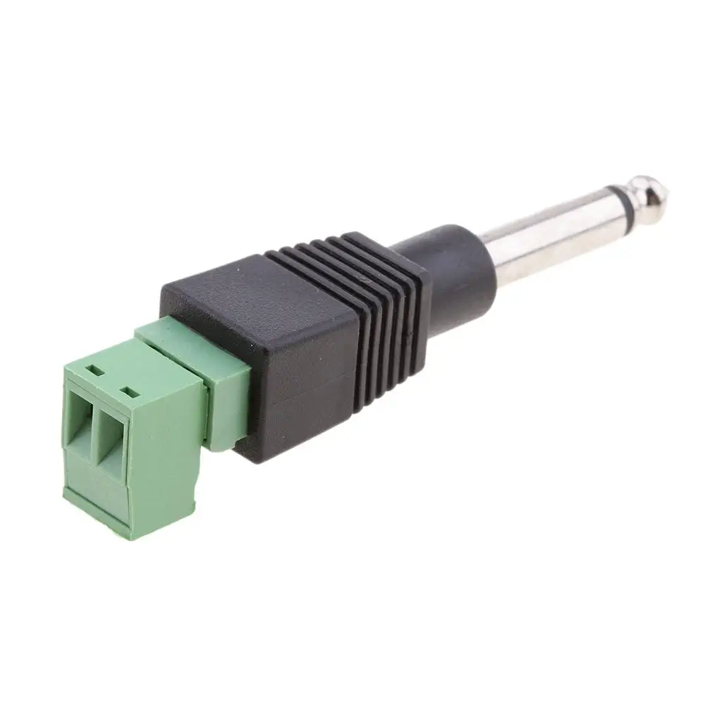 5x 6.35mm 1/4" 오디오 모노 90도 남성 2 여성 터미널 어댑터