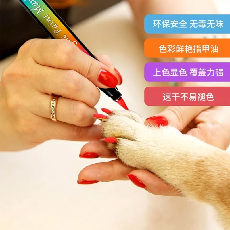 12 Colors Washable Pet Coloring Marker Pens for Dogs Cats Art Pens Kitten Grooming Brush Set Pet Dropship