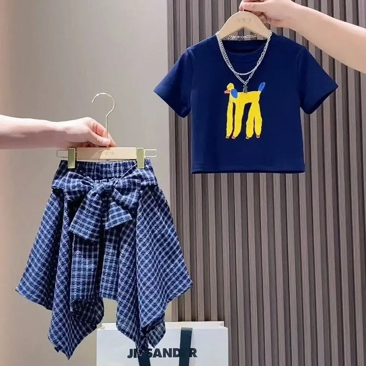 Breathable Bamboo Girls Summer Clothes 2 Piece Set Tee + Shorts Eco Friendly
