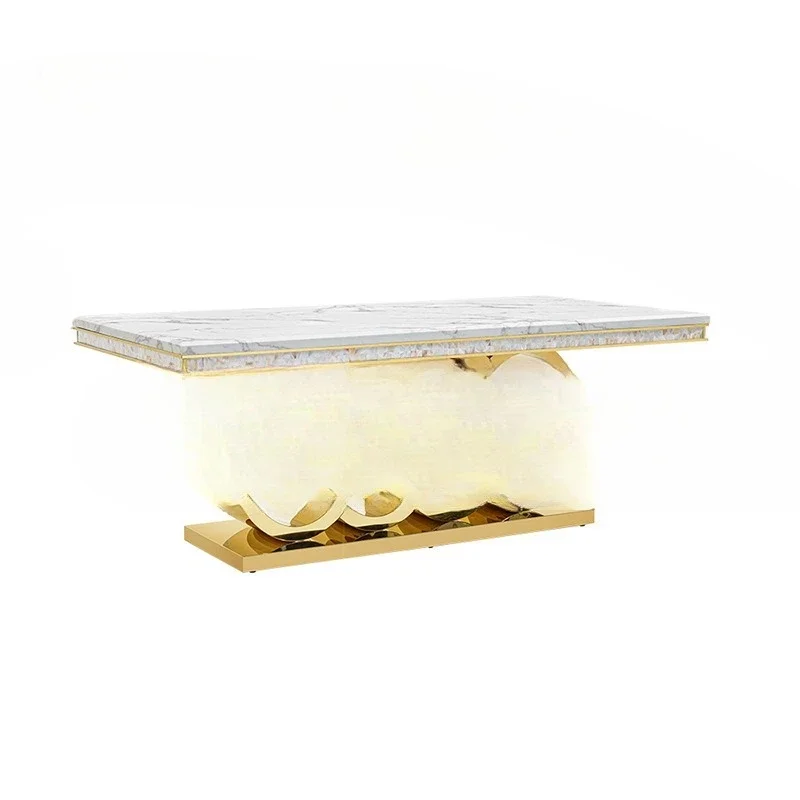 

Marble dining table household high-end rectangular, large apartment light luxury