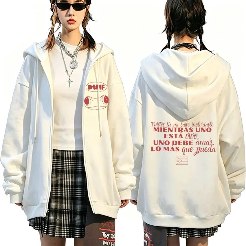 

Rapper Bad Bunny Zipper Hoodie Debi Tirar Mas Fotos DTMF World Tour Hoodies Men's Women Fashion Hip Hop Popular Zip Up Jacket
