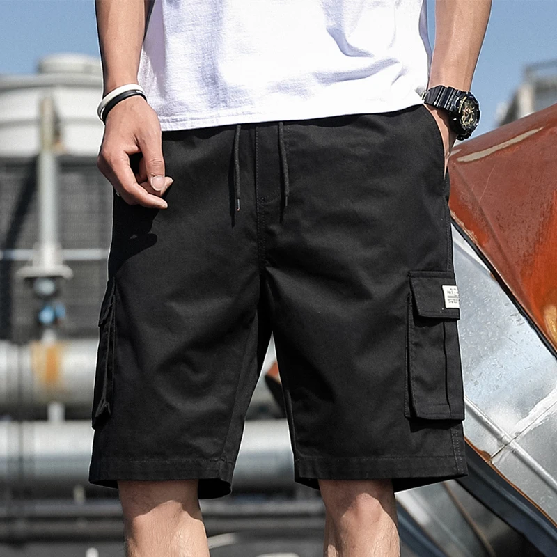 Men\'s Shorts 2023 Summer Mens Beach Shorts Ribbons Black Hip Hop Streetwear Casual Male Sportswear Shorts Men Cargo Shorts