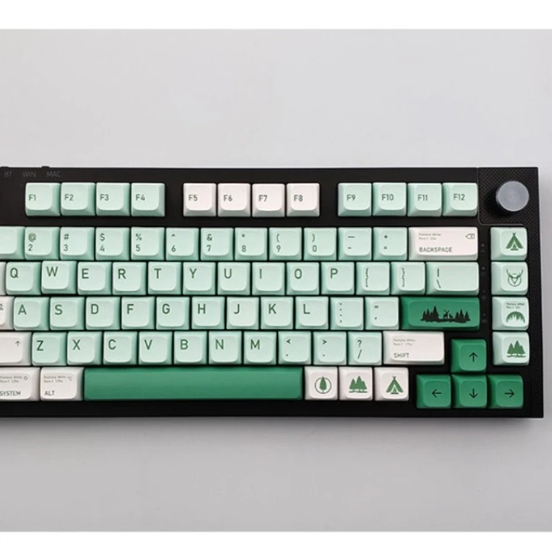 Teclas pbt de 136 teclas, altura xda, floresta perdida, adequadas para teclado mecânico, teclas personalizadas verdes