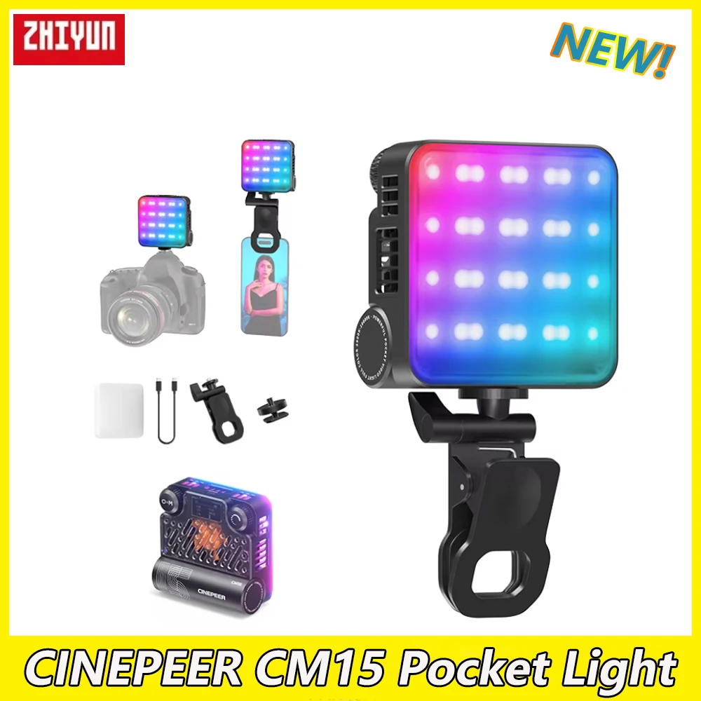 

ZHIYUN CINEPEER CM15 15W RGB Portable Video Light 2600mAh LED Photography Lights 2500K-10000K Photo Video Lamp Fill Light