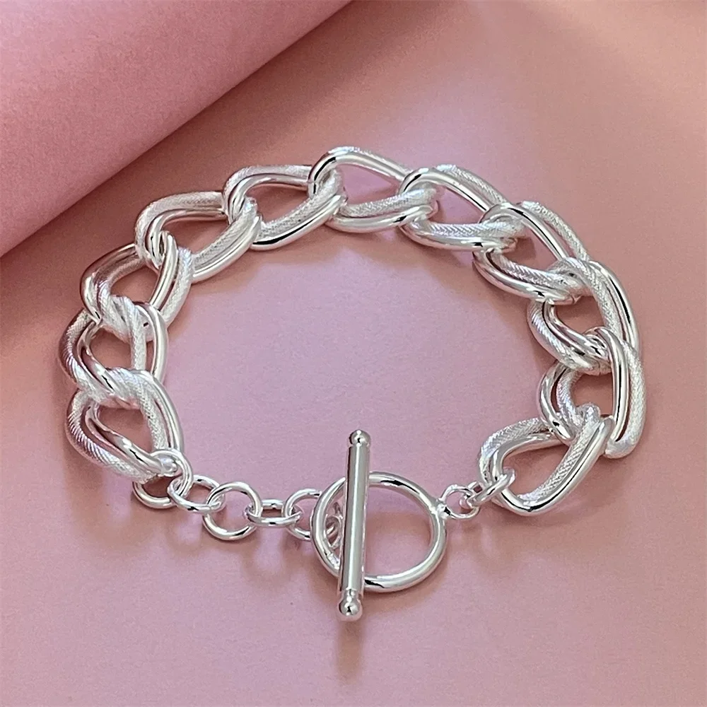 

The original 925 sterling silver 8-inch simple double ring bracelet is a charming fashion wedding party jewelry accessory for me