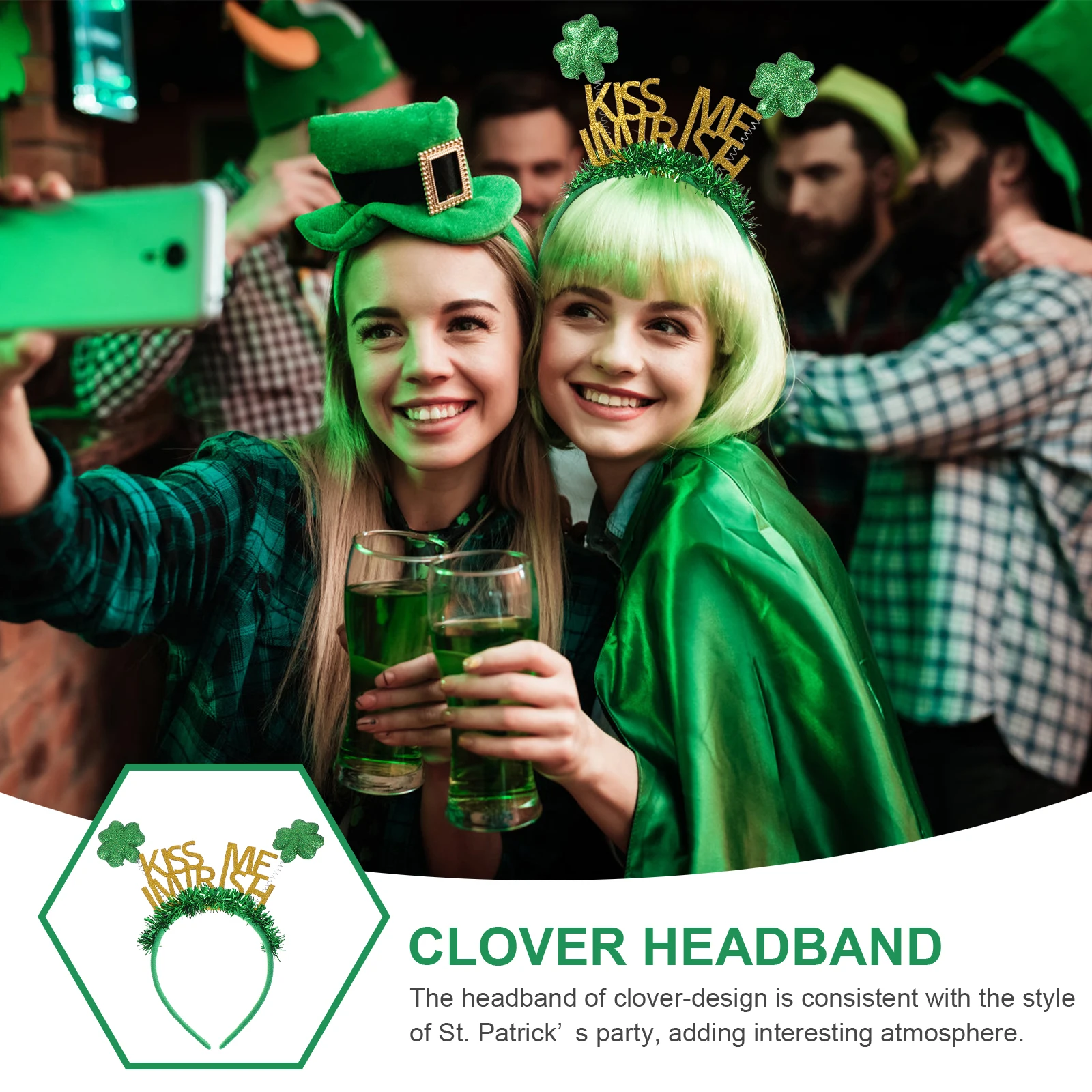 

Green Leaf s Lightweight Durable Hairb Female Headpiece s Party Decor Foam Letters St Patrick Day Female Headpiece