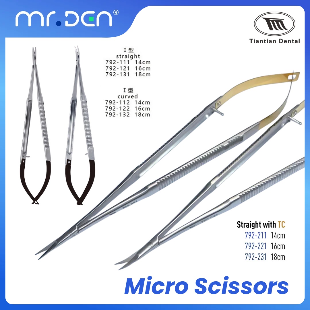 TIANTIAN Dental High Precision Dental Microsurgical Microscissors Medical Grade Alloy Fine Tissue Cutting