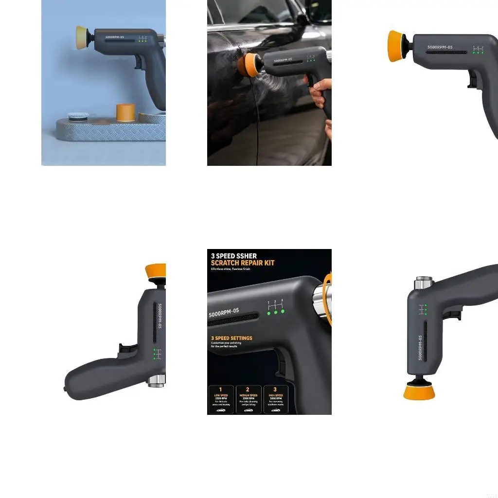 Handheld Vehicle Polisher for Paint Finish Care, with 3 Selectable Output Speeds, Visible Speed Indicators and a 12 V X37F