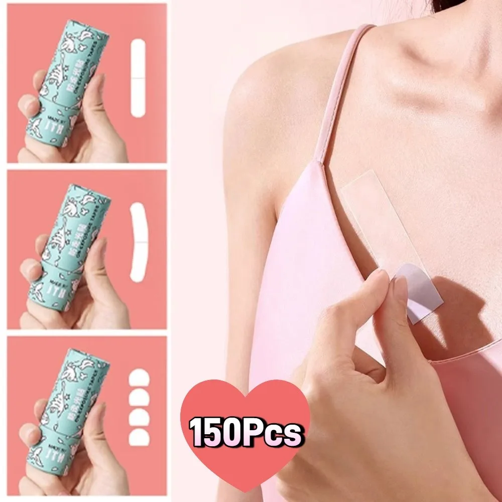 

150Pcs Transparent Clear Double Sided Tape Sweatproof Anti-Exposure Lingerie Clothes Tape Seamless Invisible Underwear Sticker